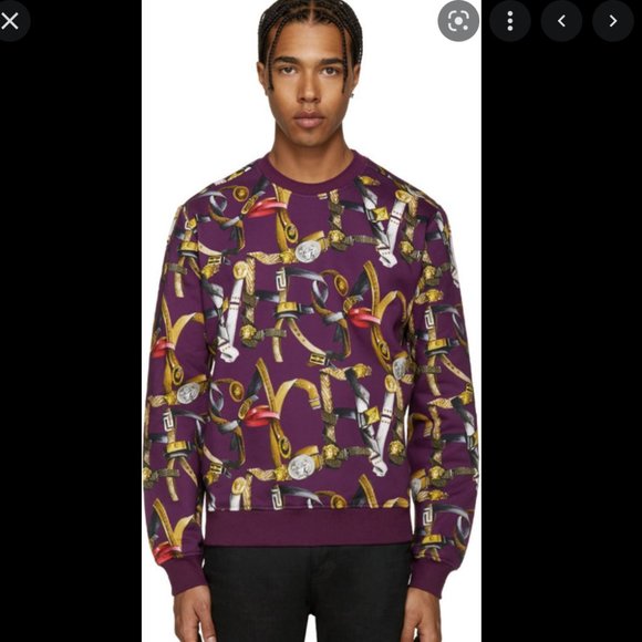 Versace Other - VERSACE COLLECTION Printed Crew Neck Purple Belts Pullover Size: L